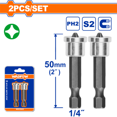 Бита с ограничителем 2 шт PH2x50 мм (25/100) WADFOW WSV5602