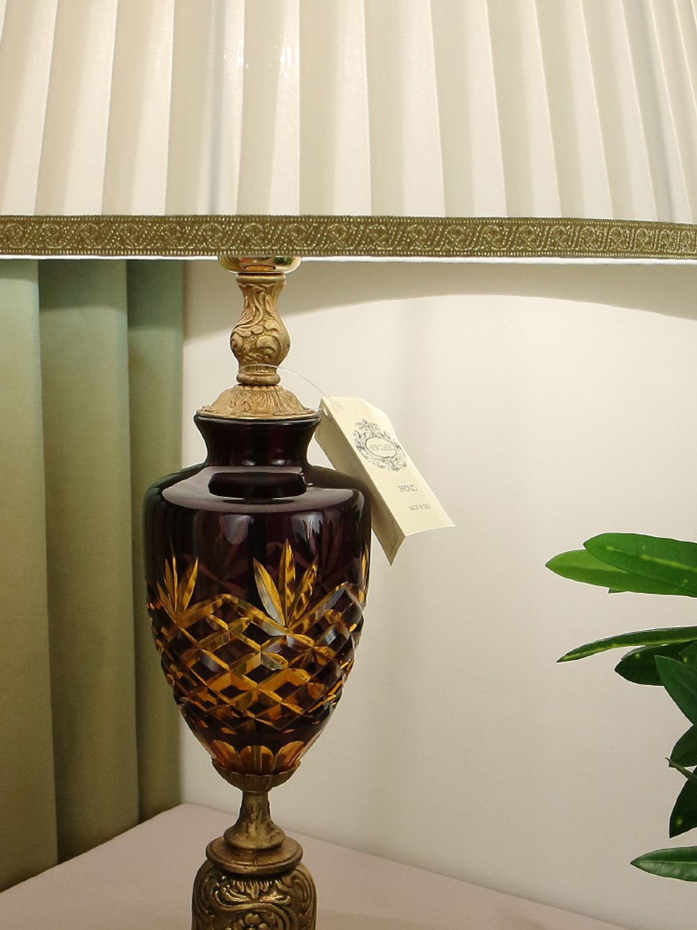 Olympus Brass Лампа настольная из венецианского стекла на бронзовом основании с абажуром