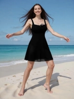 Купальник-платье слитный однотонный большой размер