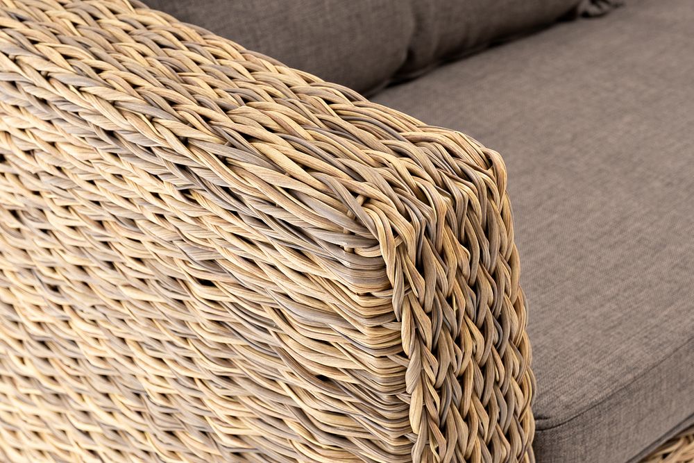 "Капучино" диван из искусственного ротанга (гиацинт) двухместный, цвет соломенный