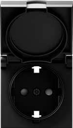 Накладка для розетки Schuko с заземлением, с крышкой, 16A 250 В~, матовый карбон, серия A07