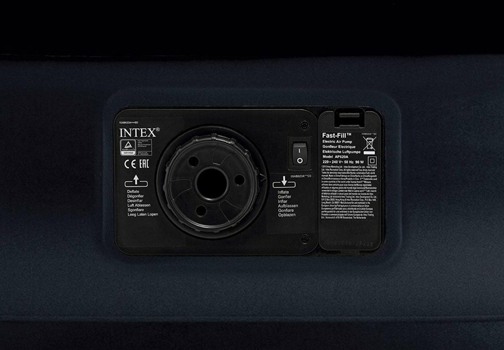 INTEX Кровать надувная флок Твин, 99х191х42см, с высоким подголовником, встр.электронасос, 64122NP