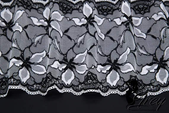 0455 Кружево эластичное 17 см, Италия, жасмин, белый