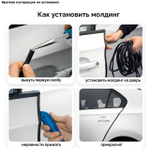 Защитная (Синия) полоса для края двери автомобиля, обшивка дверей, 5 метров, синий (1 шт.)