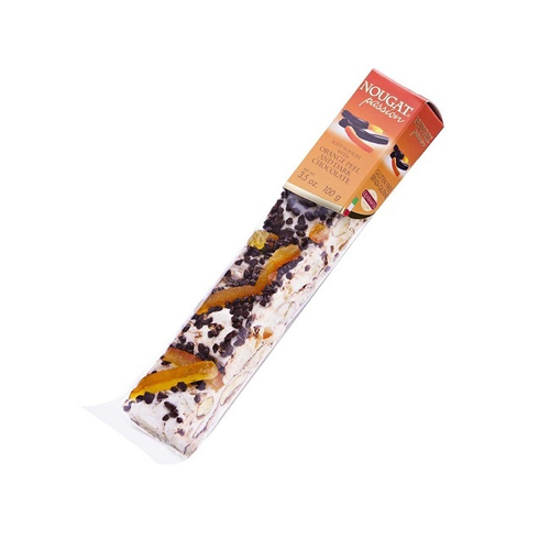 Торроне с апельсиновой цедрой и темным шоколадом 100 г, Torrone con cioccolato fondente e scorze d'arancia, Quaranta, 100 g