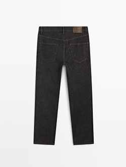 Massimo Dutti Легкие зауженные брюки с эффектом джинсовой ткани, черный