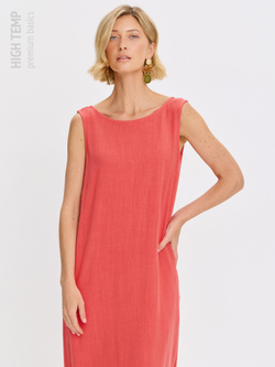 Льняной сарафан макси с карманами