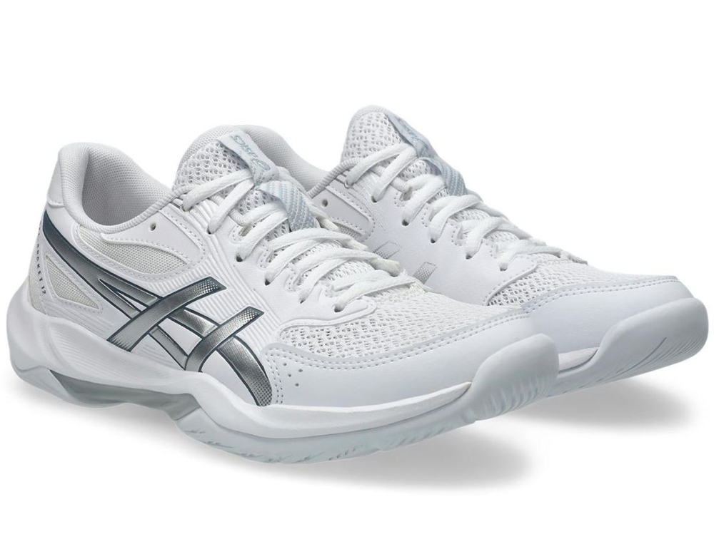 Женские кроссовки для бадминтона/сквоша Asics Gel-Rocket 12 - white/pure silver