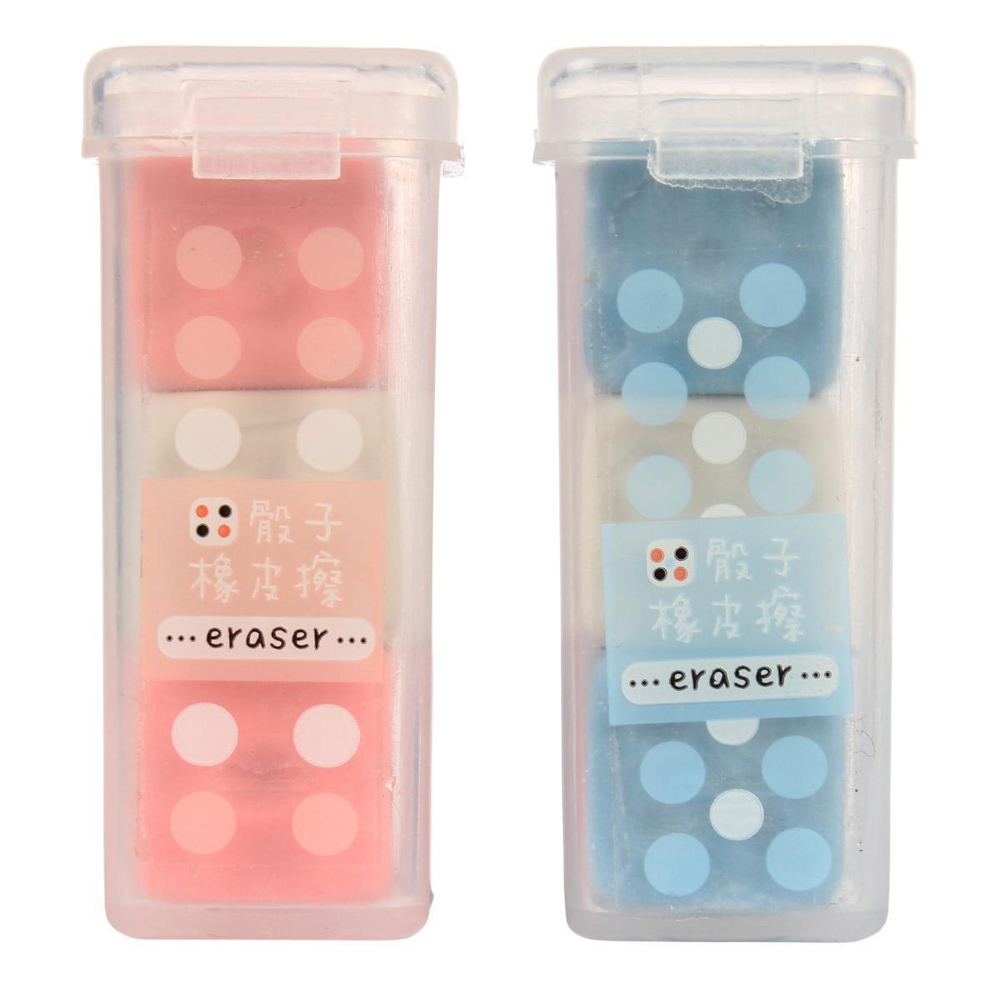 Ластик "Кубики" в плстиковом футляре 5*1,5*1,5см, 3 цвета микс, С-40395