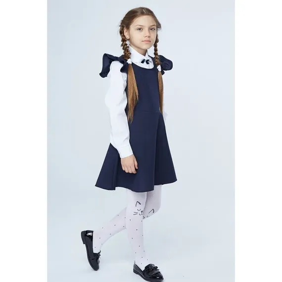 Школьный сарафан для девочки, цвет синий, рост 122
