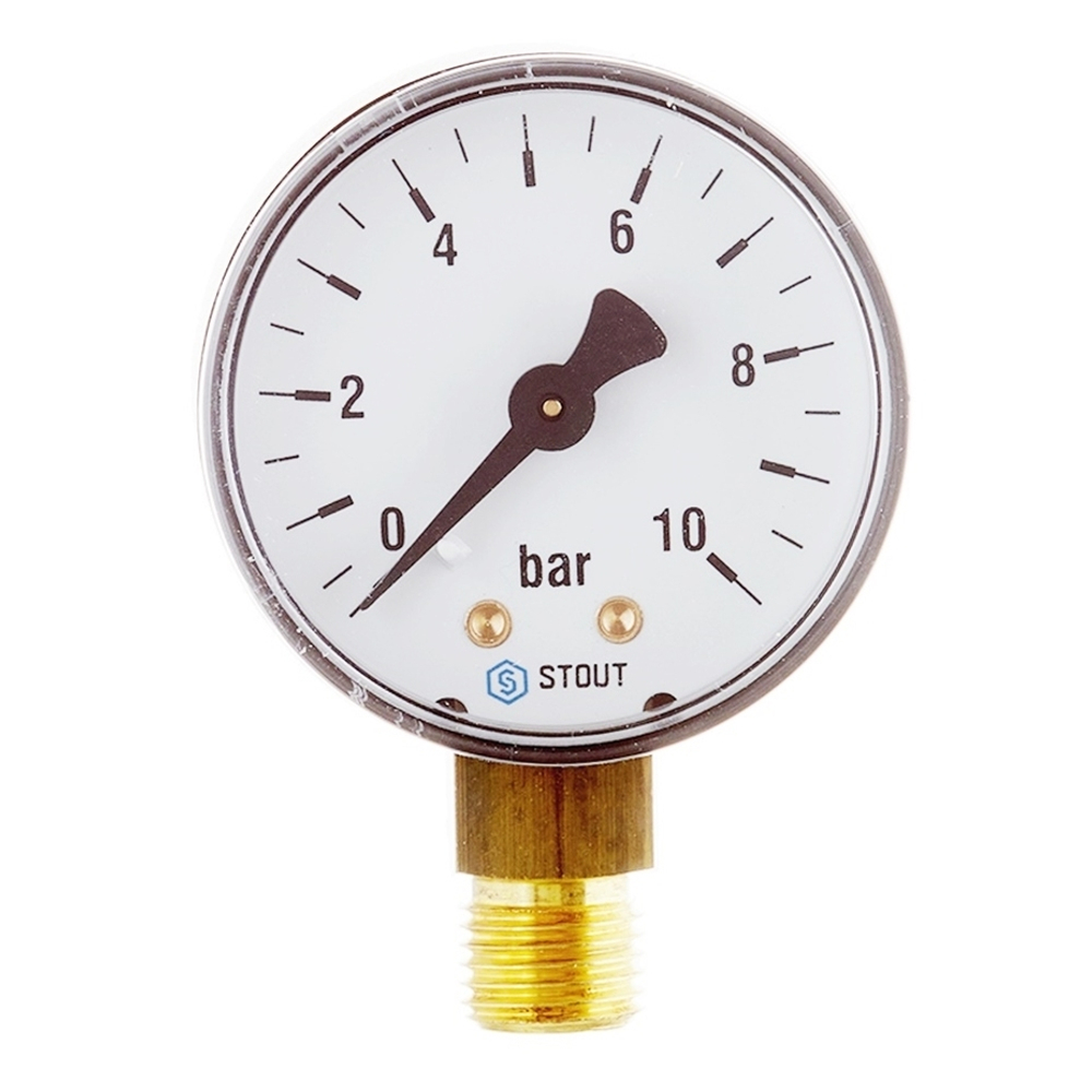 Манометр STOUT dn50  с ниж. подкл.  (0-10)     517