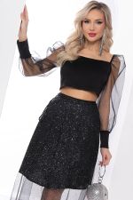 Костюм с юбкой "Воплощение стиля" (черное мерцание) К8038 LT Collection