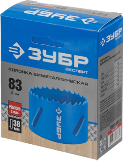 ЗУБР 83 мм, сталь Р6М5, биметаллическая коронка (29531-083)