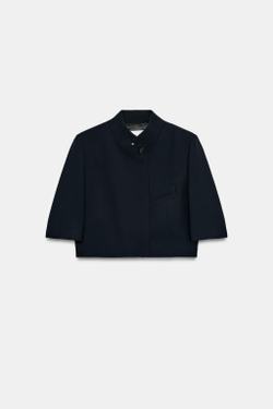 ZARA УКОРОЧЕННЫЙ БЛЕЙЗЕР С КОРОТКИМИ РУКАВАМИ — ZW COLLECTION, МОРСКОЙ СИНИЙ