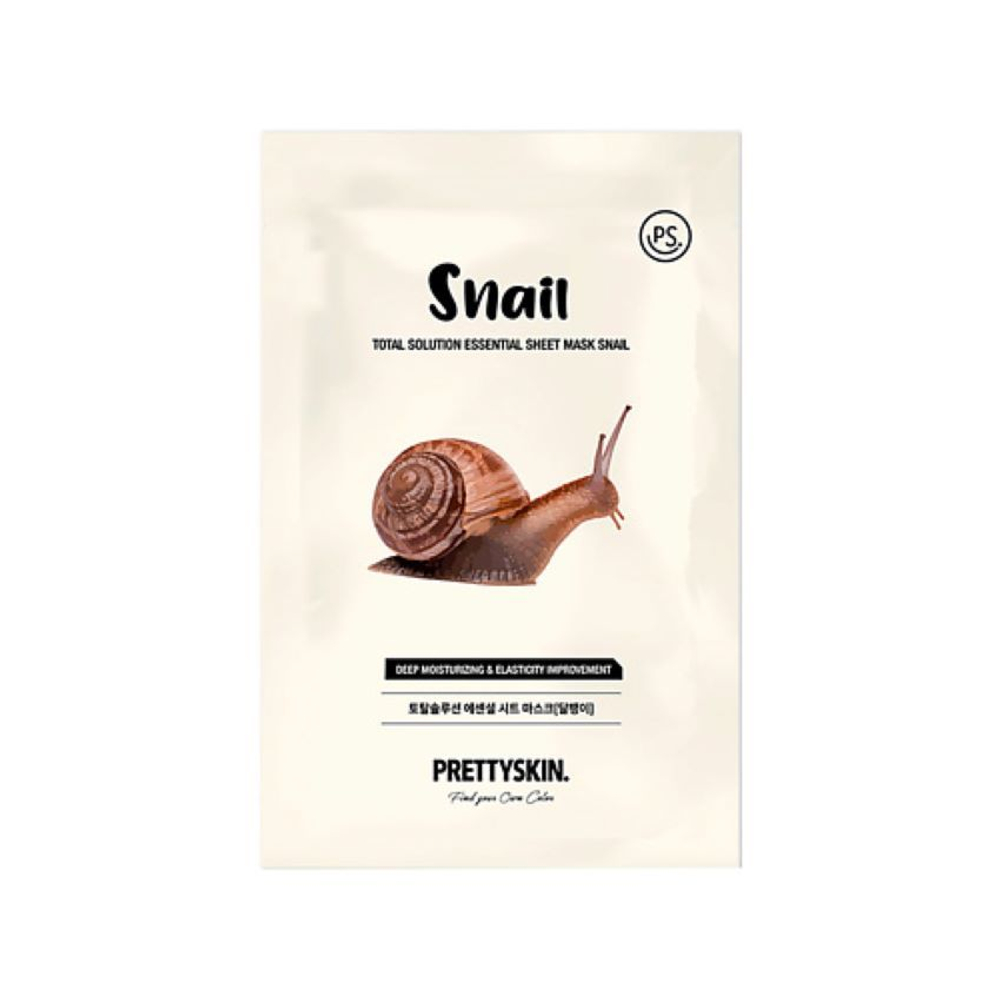 PrettySkin Mask Sheet Snail Total Solution Essential Маска для лица тканевая увлажняющая с муцином улитки, 23 гр