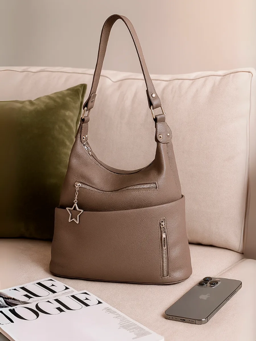 Сумка через плечо шоппер натуральная кожа