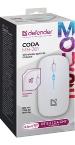 Мышь DEFENDER игровая беспроводная + Bluetooth 2,4G Coda MB-261 Белая