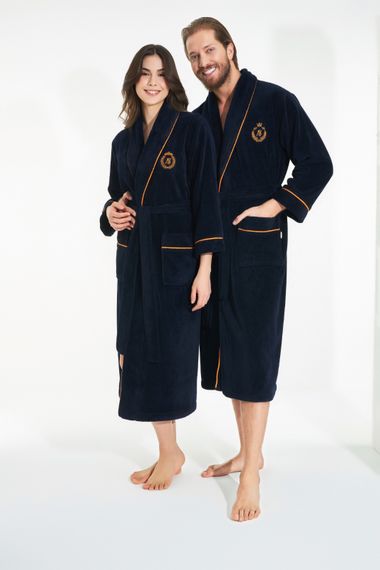 Халат женский махровый 4340 темно-синий NUSA