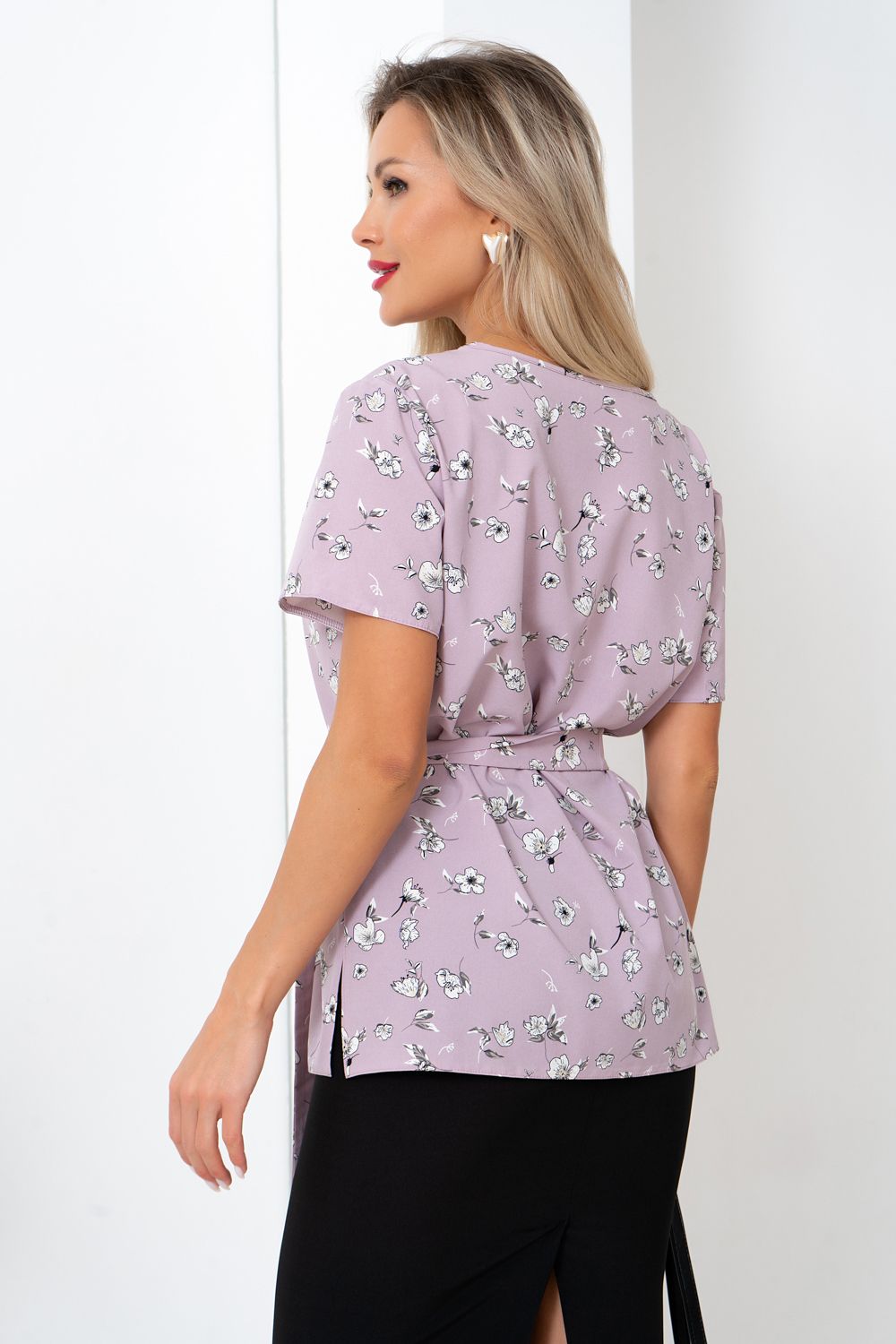 Блузка Элиза (розовый/цветы) Б11-253/2 Nikol