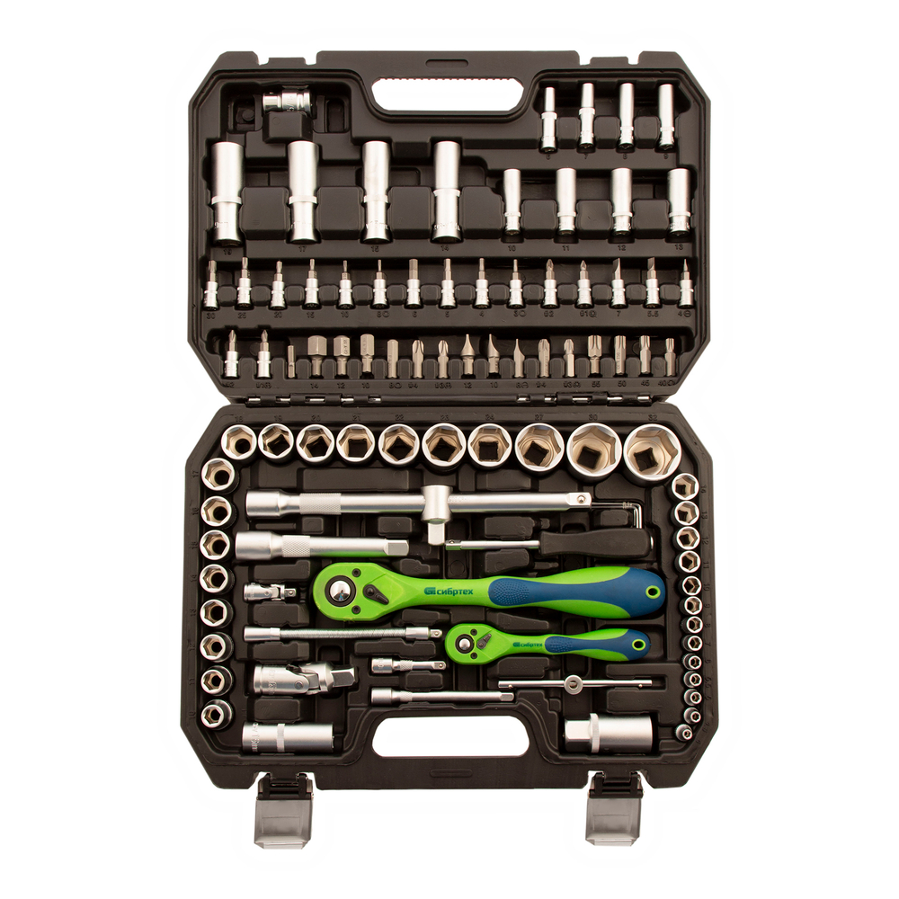 Набор инструментов 94 предмета, CrV, 1/2", 1/4" Сибртех