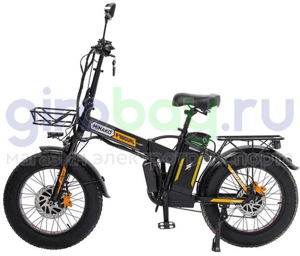 Электровелосипед Minako F10 Pro Dual 48V/20Ah (полный привод) 2025 года - Желтый обод фото №2