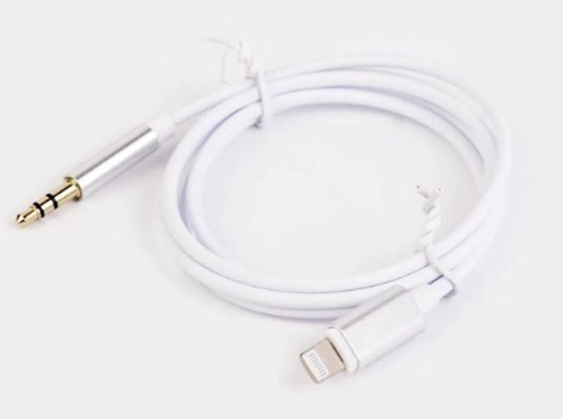 Аудио кабель GL-060, Lightning - 3.5 AUX, 1 м, белый