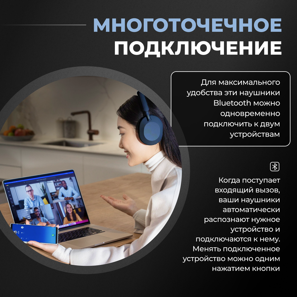 Sony WH-1000XM5 blue - беспроводные полноразмерные наушники с шумоподавлением