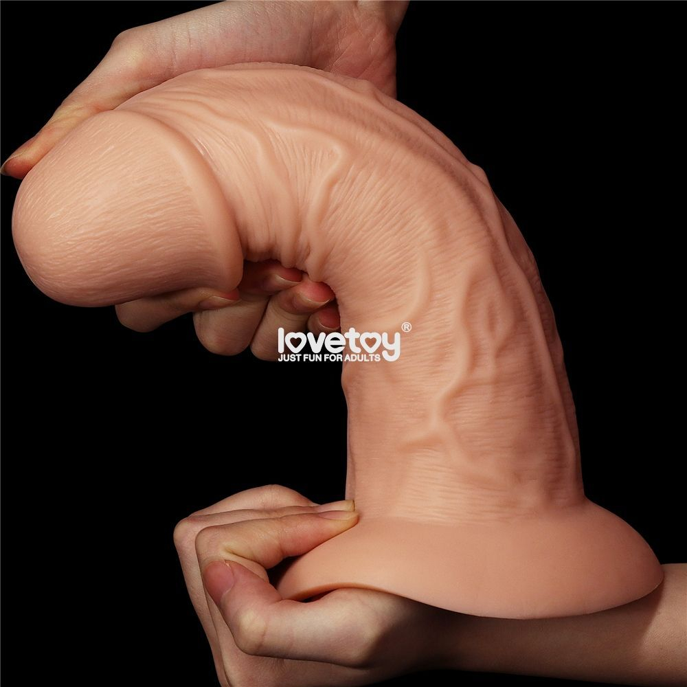 Телесный фаллоимитатор-гигант 9.5 Realistic Curved Dildo - 24 см. (Цвет: телесный)