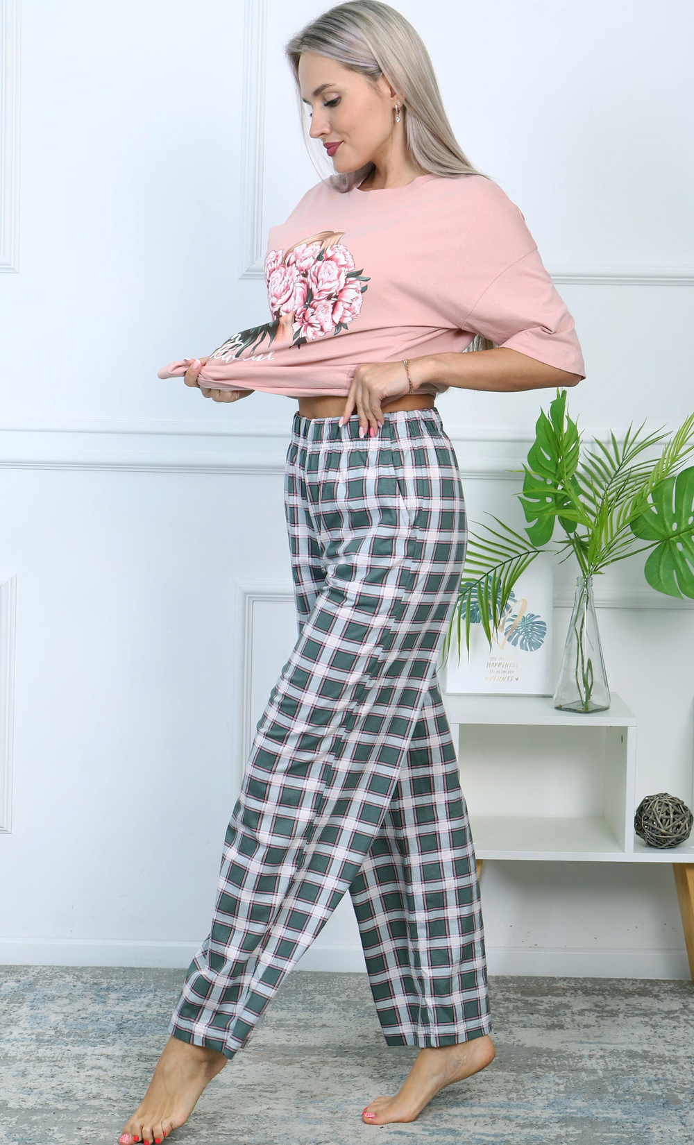 Пижама женская штаны+футболка к/р ТК-3840