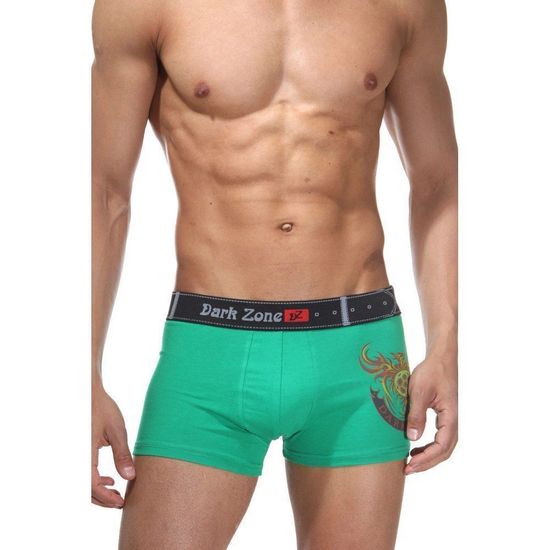 Трусы мужские боксеры зеленые с принтом "огонь" DARKZONE DZN5005