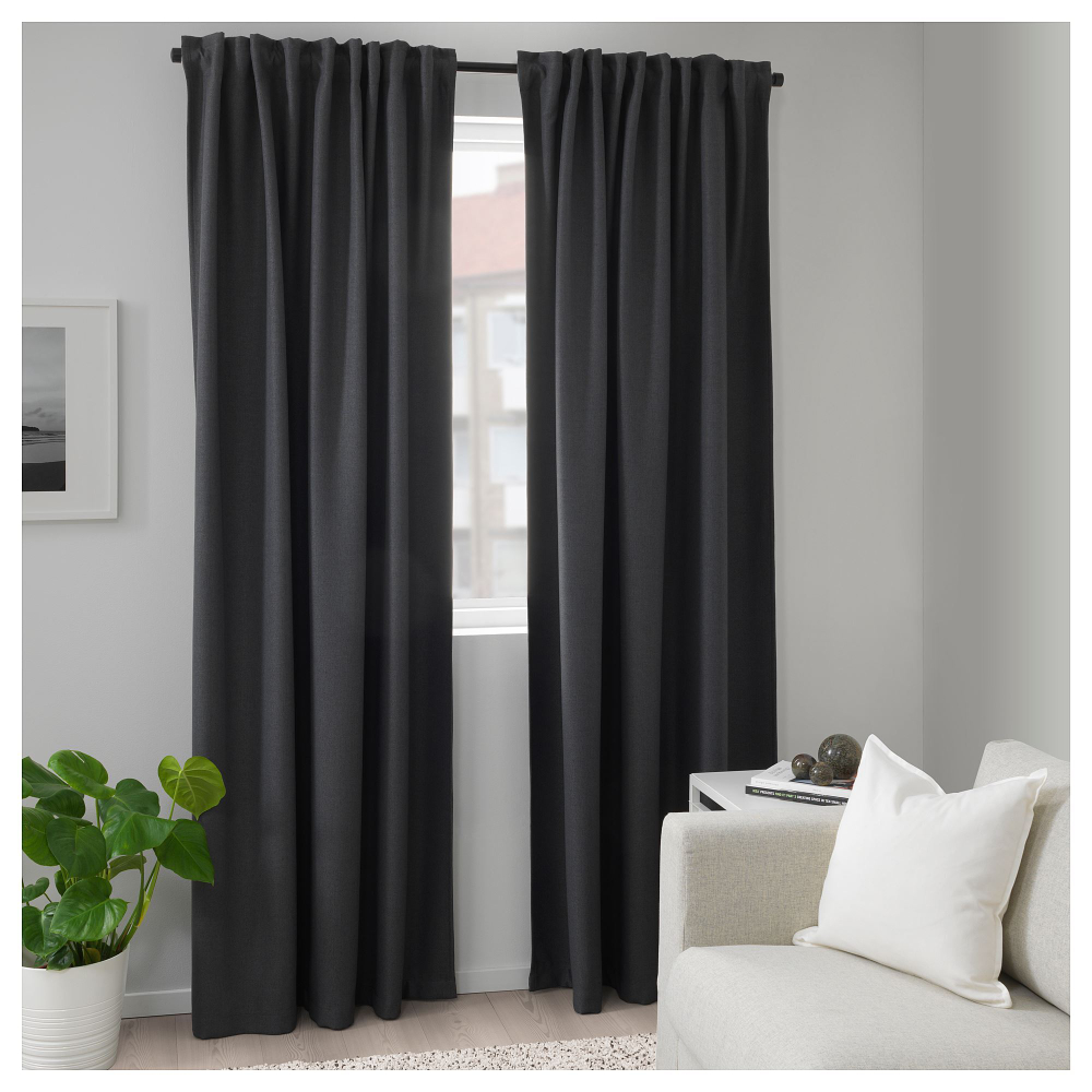 Комплект штор IKEA ANNAKAJSA (АННАКАЙСА), Темно-серый, 145x250 см, 2 шт