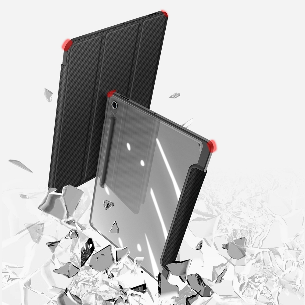 Чехол книжка черного цвета от Dux Ducis для Samsung Galaxy Tab S10 FE Plus, серия Toby Series Case, с функцией пробуждения и сна