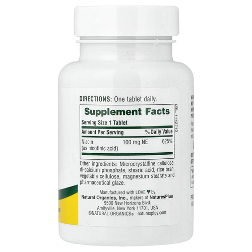 NaturesPlus, ниацин, 100 мг, 90 таблеток