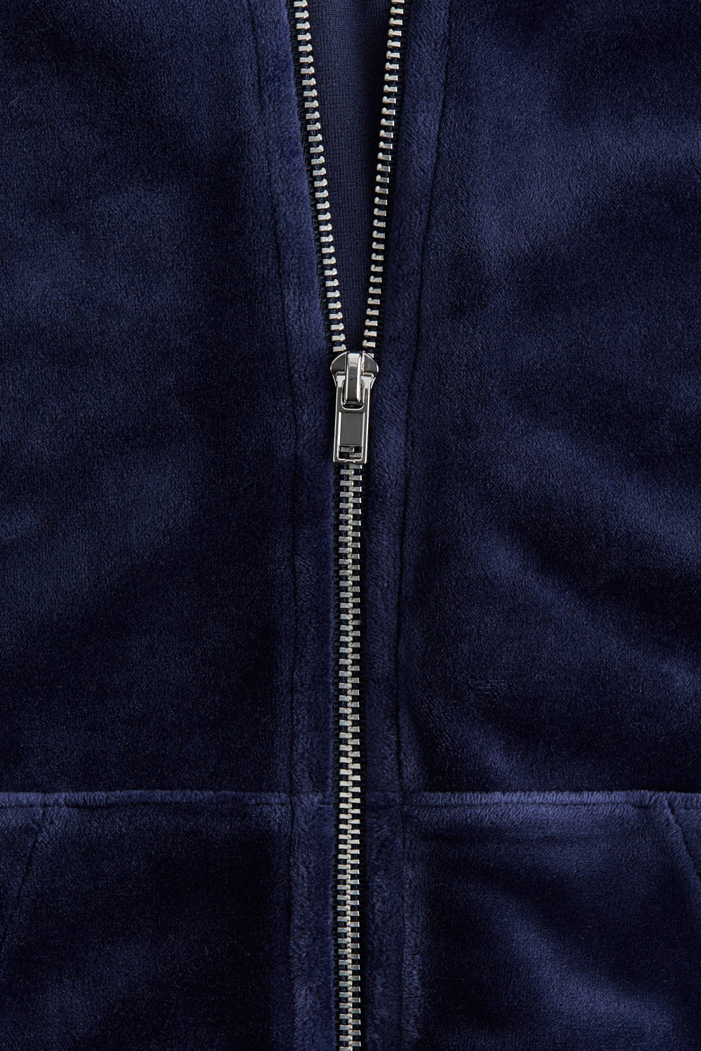 H&M Велюровая толстовка с капюшоном на молнии, темно-синий