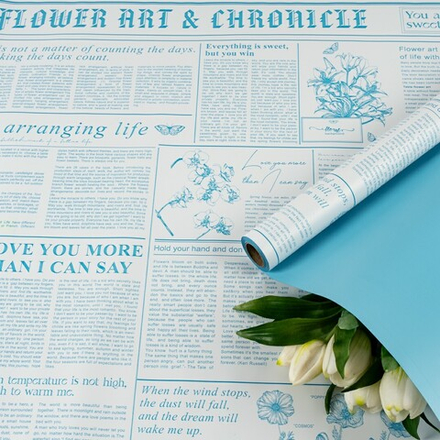 Пленка матовая двусторонняя "My flower" 57см*10м Белый/Голубой