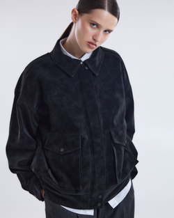 Куртка из искусственной замши с утеплителем черный