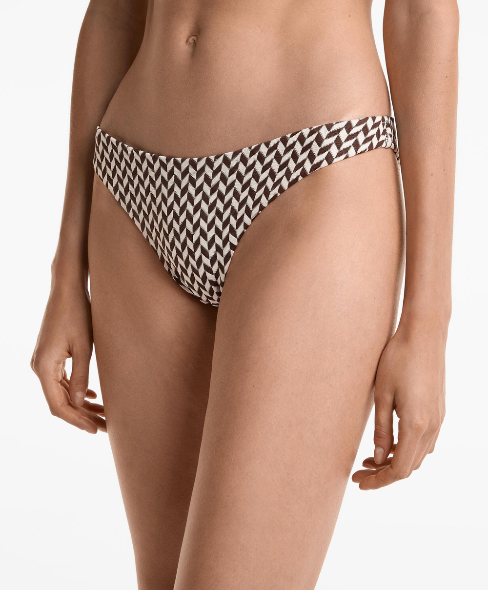 OYSHO Трусы-бикини средней посадки в стиле елочка, темно-коричневый