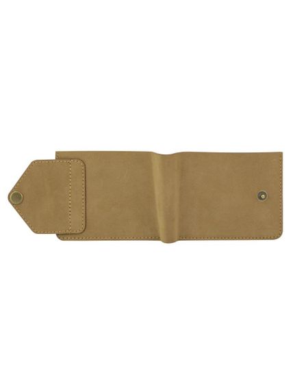 Фото компактного портмоне Классическое из светло-коричневого нубука, в развернутом виде с фасада.