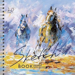 Скетчбук 20*20см, 20л. гребень "Кони" тв. картон, твин-лак, рисовальная бумага 300 г/м2 (ПЗБМ)