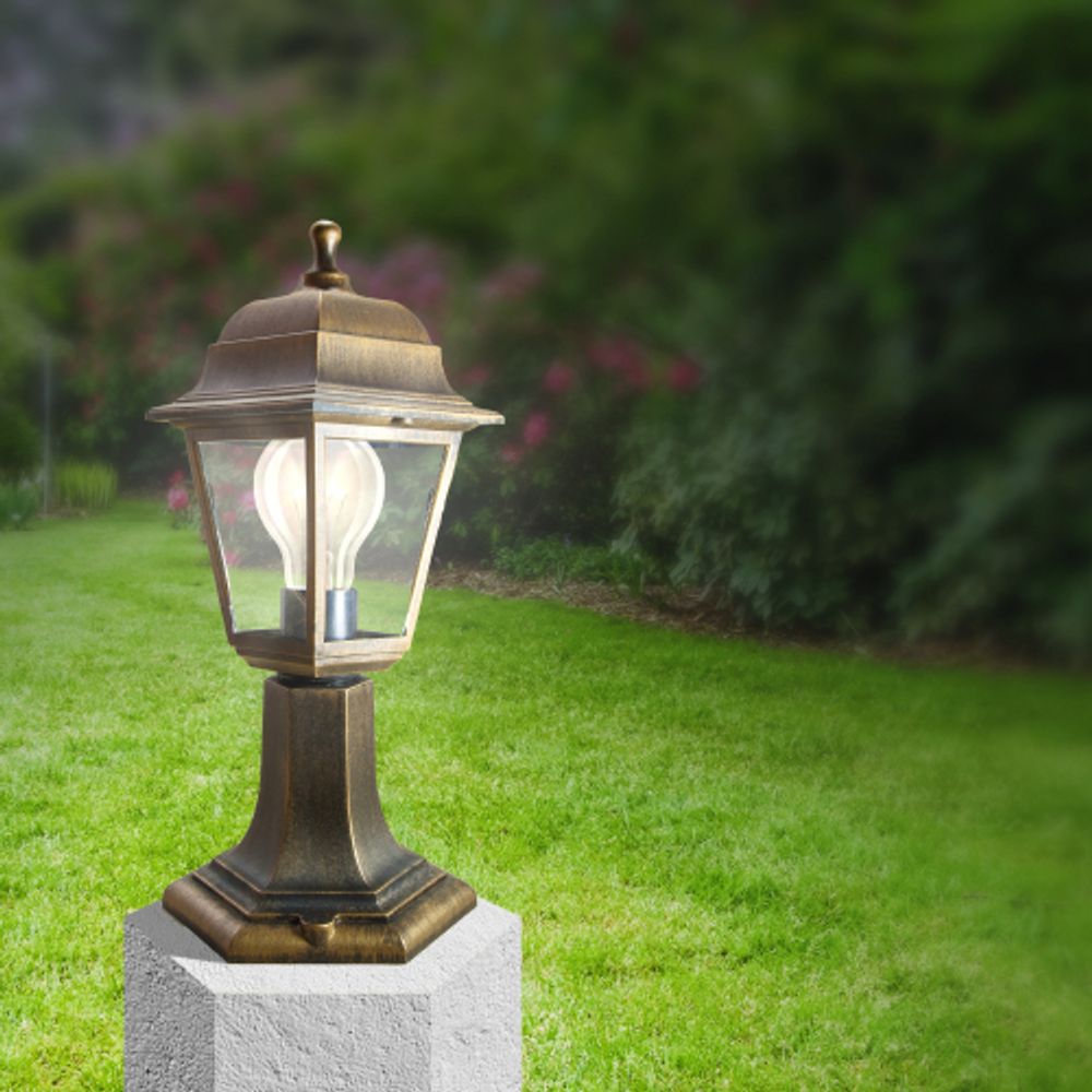 Садово-парковый светильник ЭРА НТУ 04-60-001 Оскар бронза 4 гранный напольный IP44 Е27 max60Вт | Садово-парковые светильники