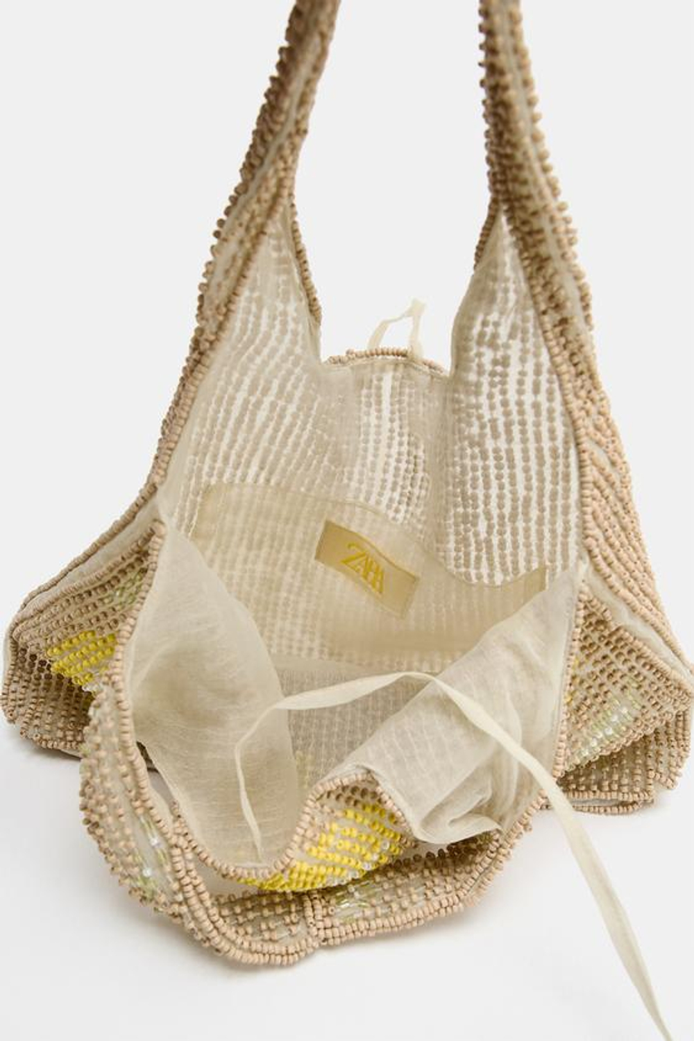 ZARA МИНИ-СУМКА ИЗ БИСЕРА, ЖЕЛТЫЙ