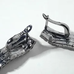 Серьги висячие "Голливуд" дождь, цвет серый