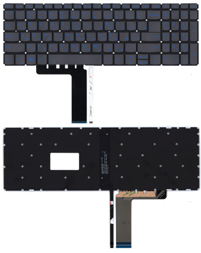 Клавиатура для ноутбука Lenovo IdeaPad L340-15 серая с голубой подсветкой