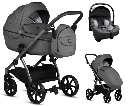 Детская коляска Tutis Uno 5 Plus Essential collection 3 в 1 с автокреслом Elo Lux EduSky Grey 1402145 Canella