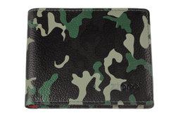 Качественное горизонтальное мужское портмоне зелёно-чёрный камуфляж из высококачественной натуральной кожи ZIPPO 2006030