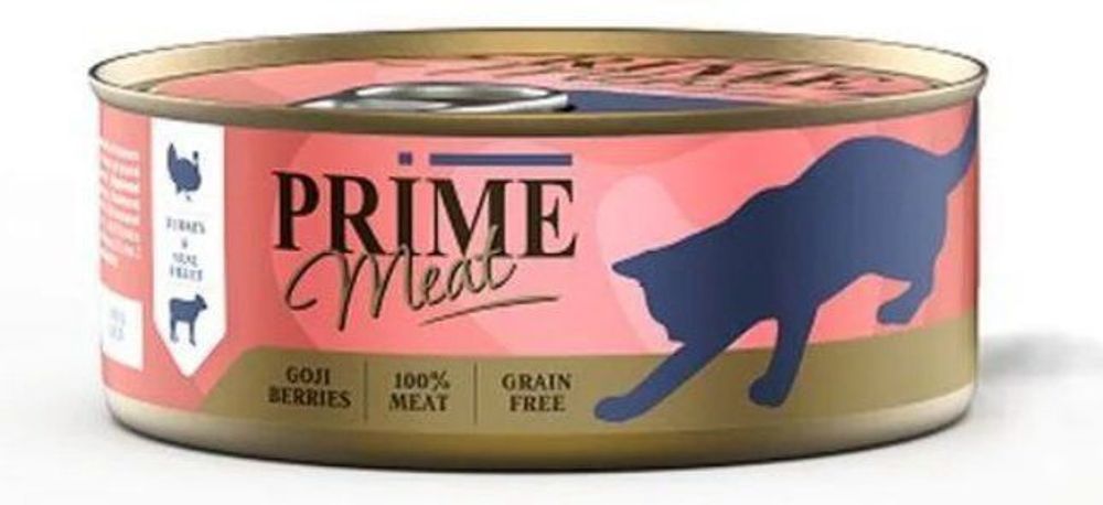 PRIME MEAT консервы для кошек индейка с телятиной филе в желе 100 г