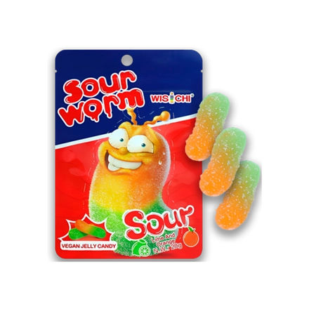 Жевательный мармелад Sour Worm апельсин-лайм