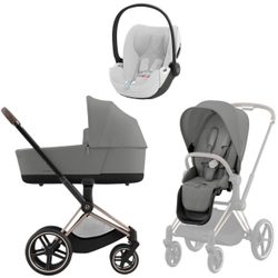 Коляска 3 в 1 Cybex Priam IV Rosegold complete и автокресло Cloud T i-Size Platinum White Plus Mirage Grey