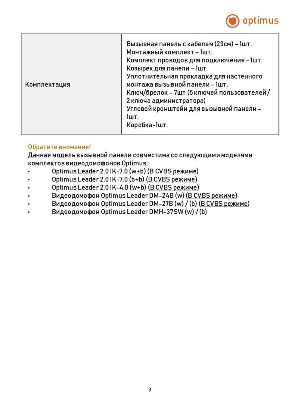 Вызывная панель Optimus Leader DSH-32IR (b)