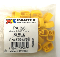 Маркер кабельный сеч.8-16мм Weidmuller PARTEX PA-30006AV40.B 253411639 РА 3/6 "B" (уп.-20 шт)